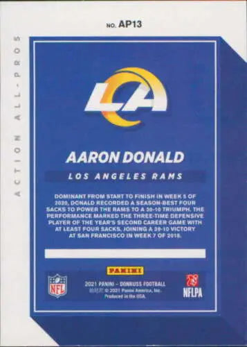 2021 Donruss Action All-Pros #13 Aaron Donald NM-MT original gloss football card