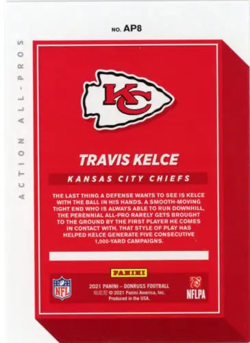 Travis Kelce 2021 Donruss Action All Pros card for Kansas City Chiefs fans