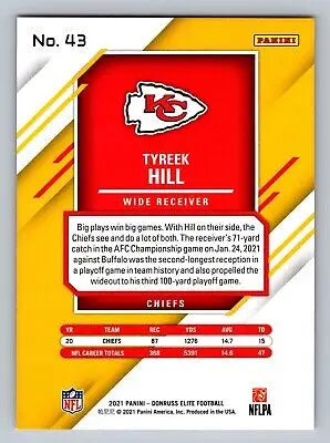 2021 Donruss Elite #43 Tyreek Hill Aspirations Shimmer SP/499 football card image