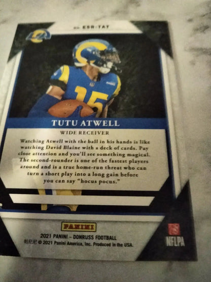 Tutu Atwell football card from 2021 Donruss Elite Series Rookies, Los Angeles Rams RC