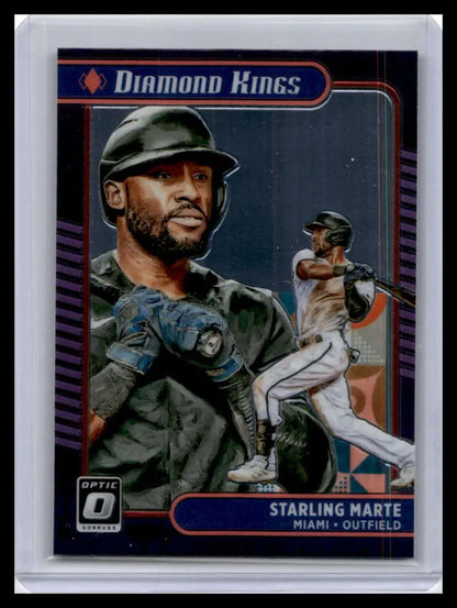 Miami Marlins baseball card featuring Starling Marte in a black uniform