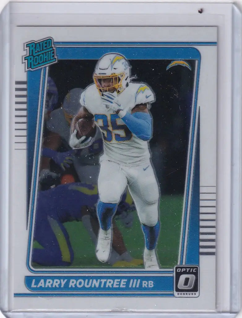 Football trading card of Larry Rountree Los Angeles Chargers in action from Donruss Optic