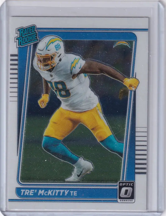 Football trading card of McKitty Los Angeles Chargers in Donruss Optic design