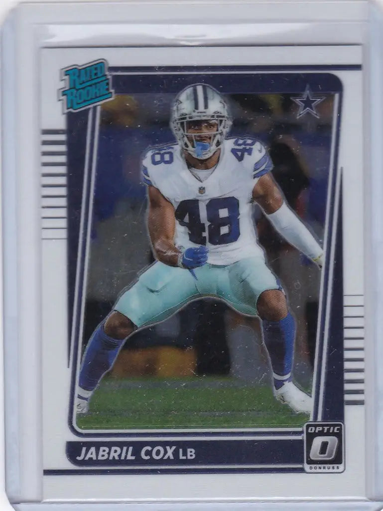 Football trading card of Jabril Cox Rated Rookie Dallas Cowboys, Jersey #48 Donruss Optic