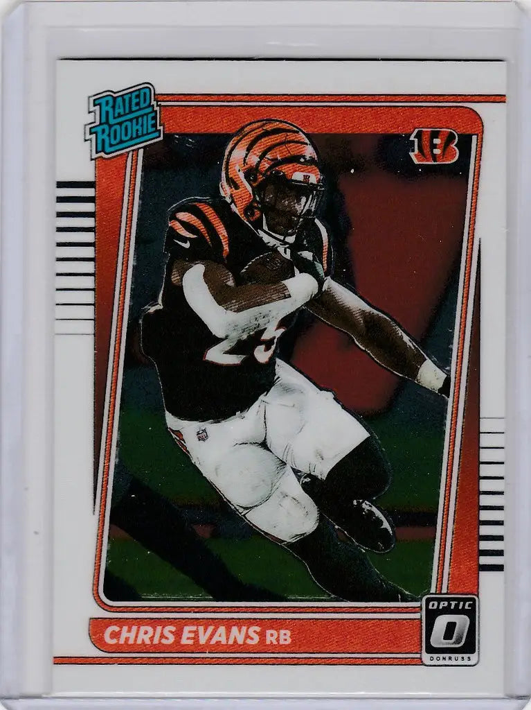 Football trading card of Chris Evans Cincinnati Bengals from Donruss Optic