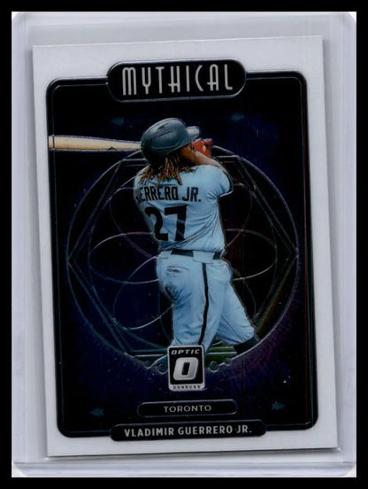 Baseball card of Vladimir Guerrero in batting stance from 2021 Donruss Optic M19