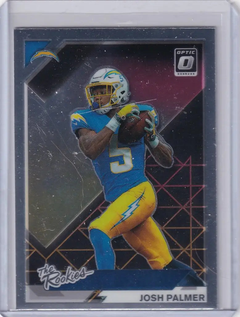 Football trading card of TR18 Josh Palmer Los Angeles Chargers in action