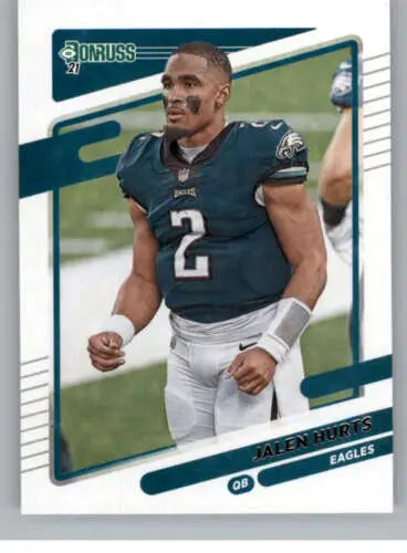 Jalen Hurts football card from 2021 Donruss, featuring original gloss finish