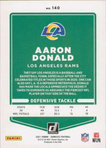 Aaron Donald 2021 Donruss Photo Variation football card in original gloss NM-MT condition