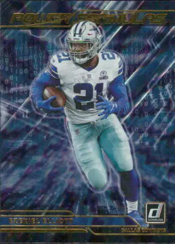 Ezekiel Elliott 2021 Donruss Power Formulas card with original gloss for Cowboys fans