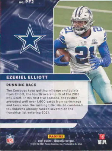 2021 Donruss Power Formulas #2 Ezekiel Elliott football card in original gloss condition