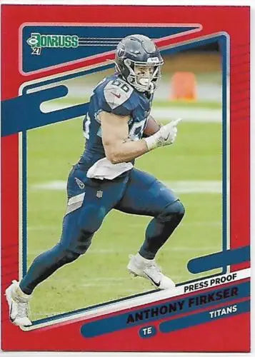 Anthony Firkser football card 2021 Donruss Press Proof Red NM-MT Titans original gloss