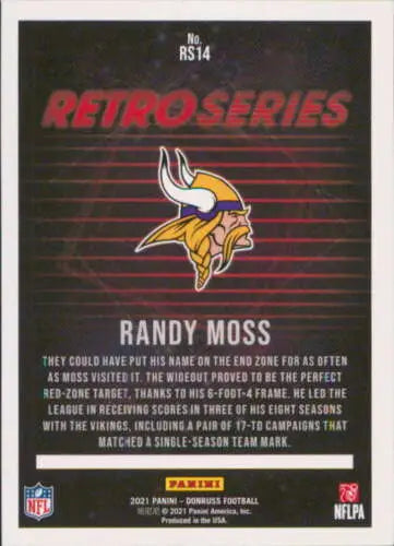 Randy Moss football card from 2021 Donruss Retro Series with original gloss NM-MT Vikings