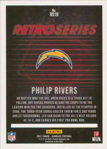 Philip Rivers football card 2021 Donruss Retro Series NM-MT original gloss Chargers