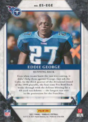 Eddie George football card from 2021 Donruss The Elite Series with original gloss quality