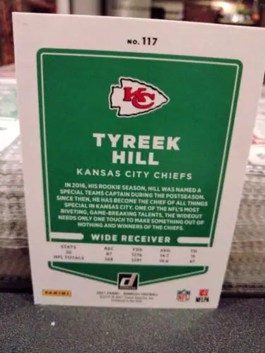 Tyreek Hill 2021 Donruss Football Card No Helmet Variation KC Chiefs