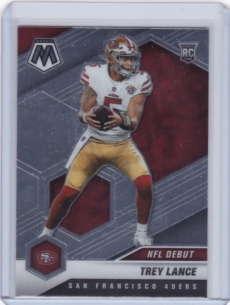 Football trading card of Trey Lance Rookie from the San Francisco 49ers throwing stance