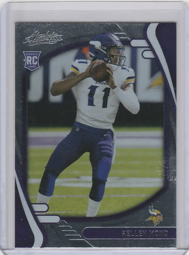 Kellen Mond Minnesota Vikings player throws a pass on the field for Panini Absolute card