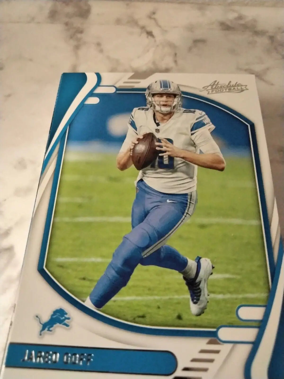 2021 Panini Absolute #8 Jared Goff football card featuring the Detroit Lions