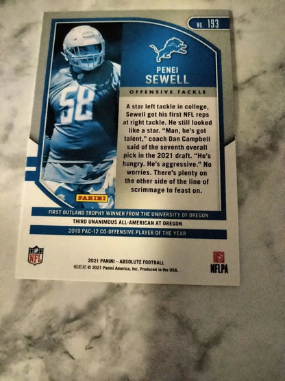 Penei Sewell Green Rookie Card from 2021 Panini Absolute Football NFL #193