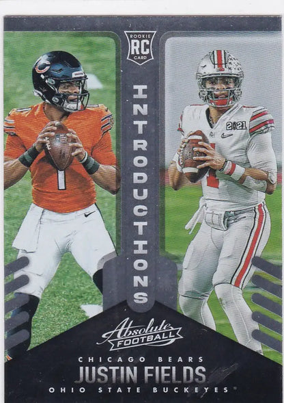 Football trading card of Justin Fields Insert RC from Panini Absolute for Chicago Bears