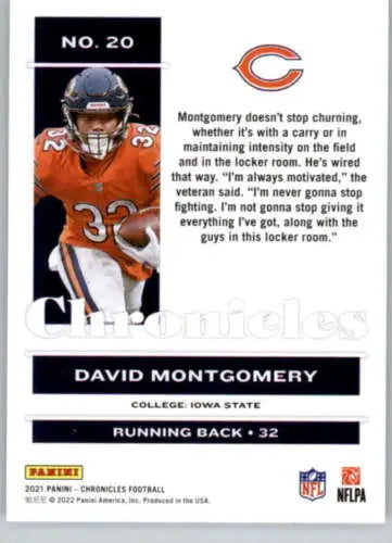 2021 Panini Chronicles #20 David Montgomery football card in original gloss condition