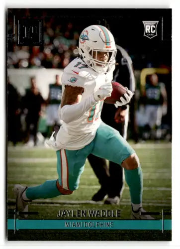 Jaylen Waddle rookie card from 2021 Panini Chronicles Panini with original gloss design