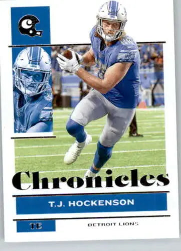 T.J. Hockenson football card from 2021 Panini Chronicles with original gloss finish