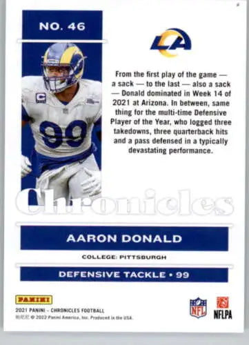 2021 Panini Chronicles #46 Aaron Donald football card with original gloss finish