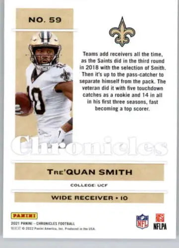 Tre’Quan Smith football card from 2021 Panini Chronicles in NM-MT condition