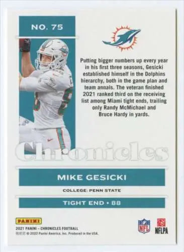 2021 Panini Chronicles #75 Mike Gesicki football card with original gloss finish