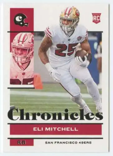 Eli Mitchell football card from 2021 Panini Chronicles with original gloss finish