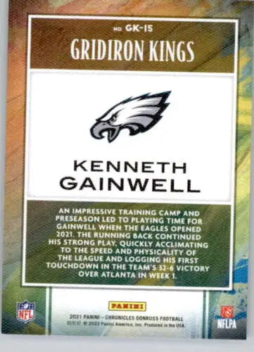 Kenneth Gainwell 2021 Panini Chronicles Gridiron Kings football card original gloss