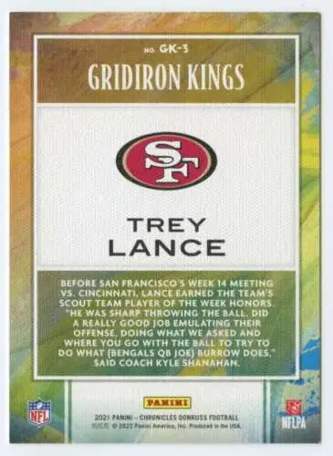 2021 Panini Chronicles Gridiron Kings #3 Trey Lance football card original gloss NM-MT