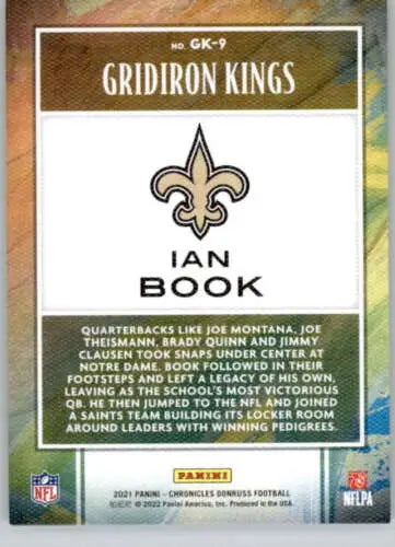 Ian Book 2021 Panini Chronicles Gridiron Kings football card in NM-MT condition