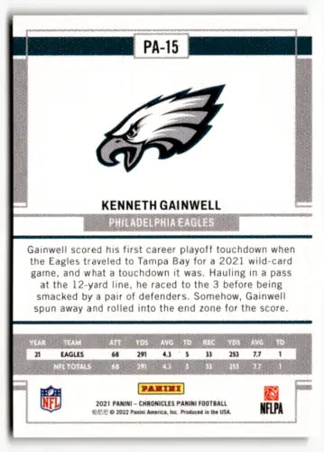 Kenneth Gainwell football card from 2021 Panini Chronicles Panini Pink series