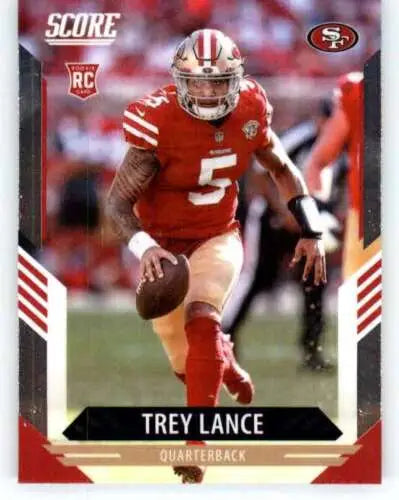 Trey Lance football card from 2021 Panini Chronicles Score Update with original gloss