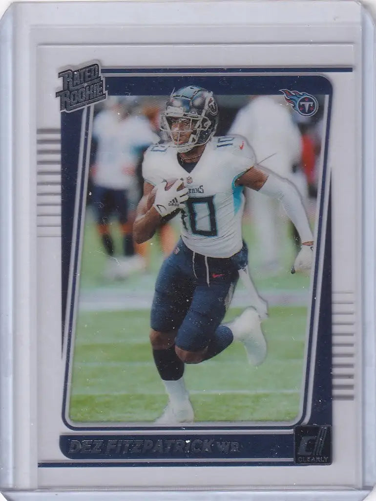 Football trading card of Dez Fitzpatrick running for the Tennessee Titans