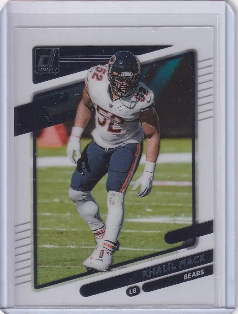 Football trading card of Khalil Mack in Chicago Bears uniform on the field