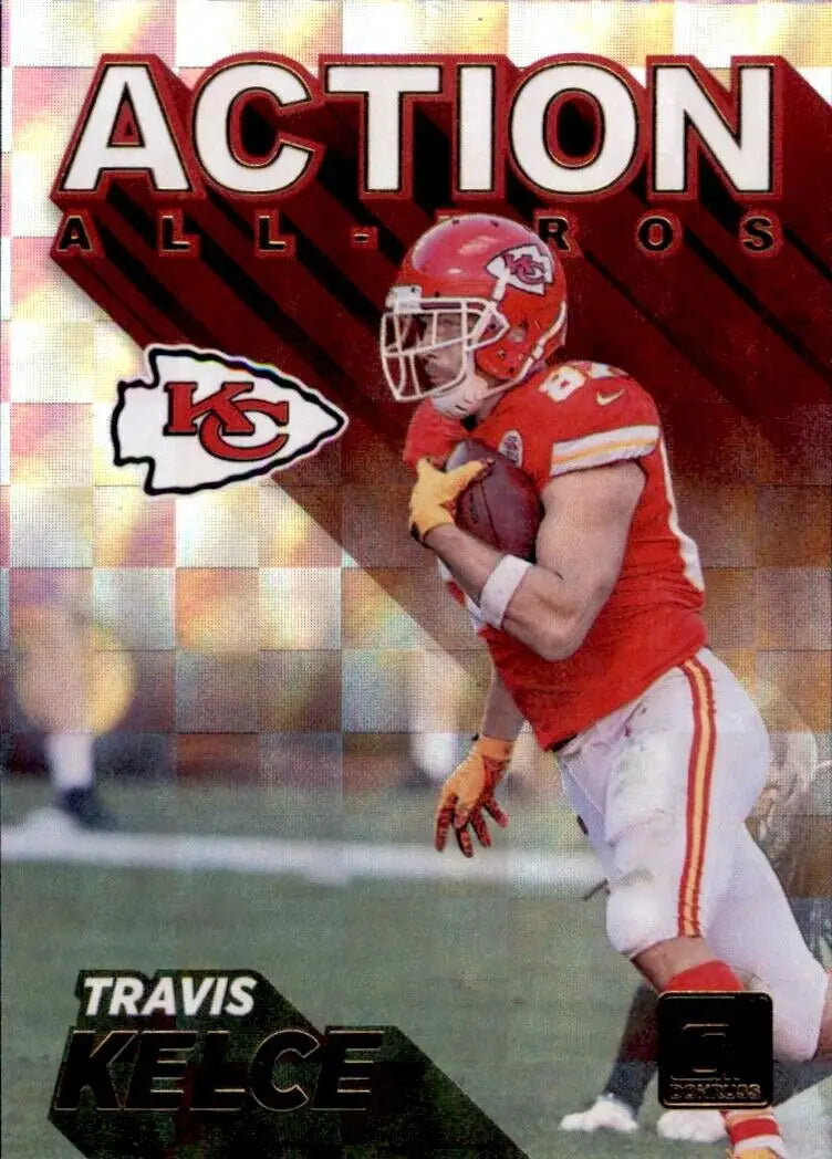 Travis Kelce Kansas City Chiefs football card from 2021 Panini Donruss Action All-Pros