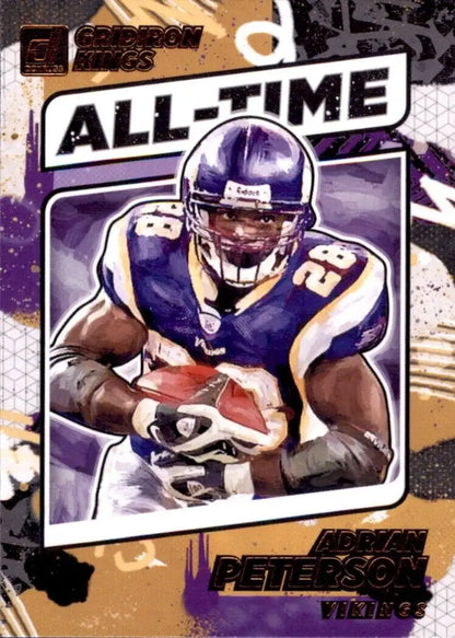 Adrian Peterson football card from 2021 Panini Donruss All Time Gridiron Greats