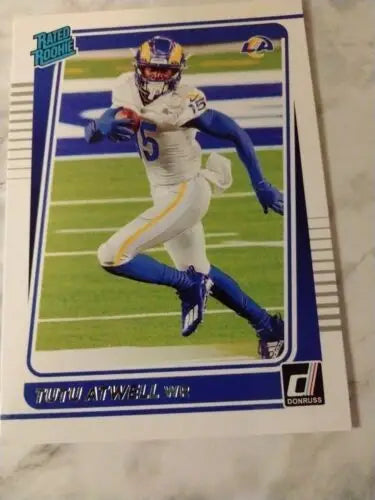 Tutu Atwell Rated Rookie Card from 2021 Panini Donruss Football for Rams fans