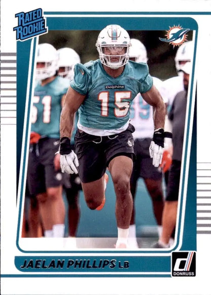 Jaelan Phillips rookie football card from 2021 Panini Donruss Miami Dolphins #336