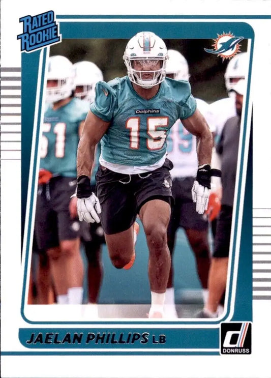 Jaelan Phillips rookie football card from 2021 Panini Donruss Miami Dolphins #336