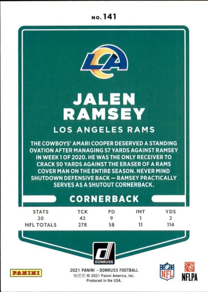 Jalen Ramsey Blue 2021 Panini Donruss Los Angeles Rams NFL Football Card #141