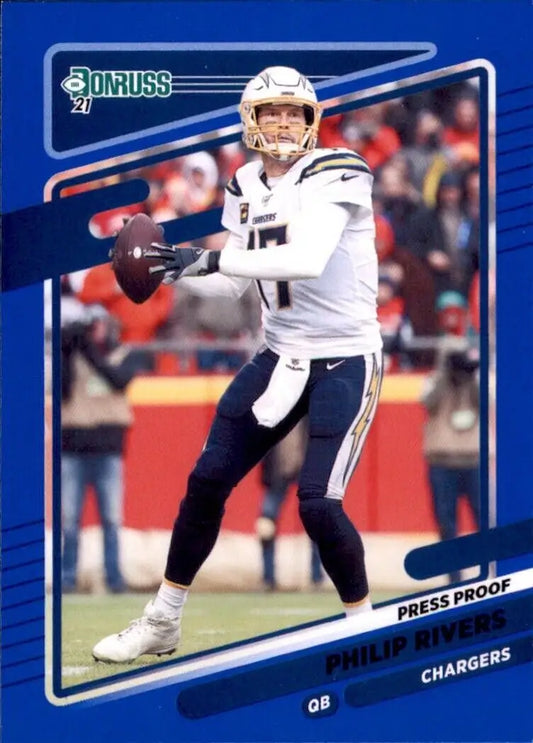 Philip Rivers Blue Los Angeles Chargers NFL Football Card from 2021 Panini Donruss