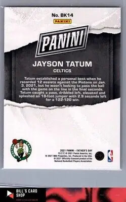 Jayson Tatum Father’s Day trading card from 2021 Panini #BK14 collectible series