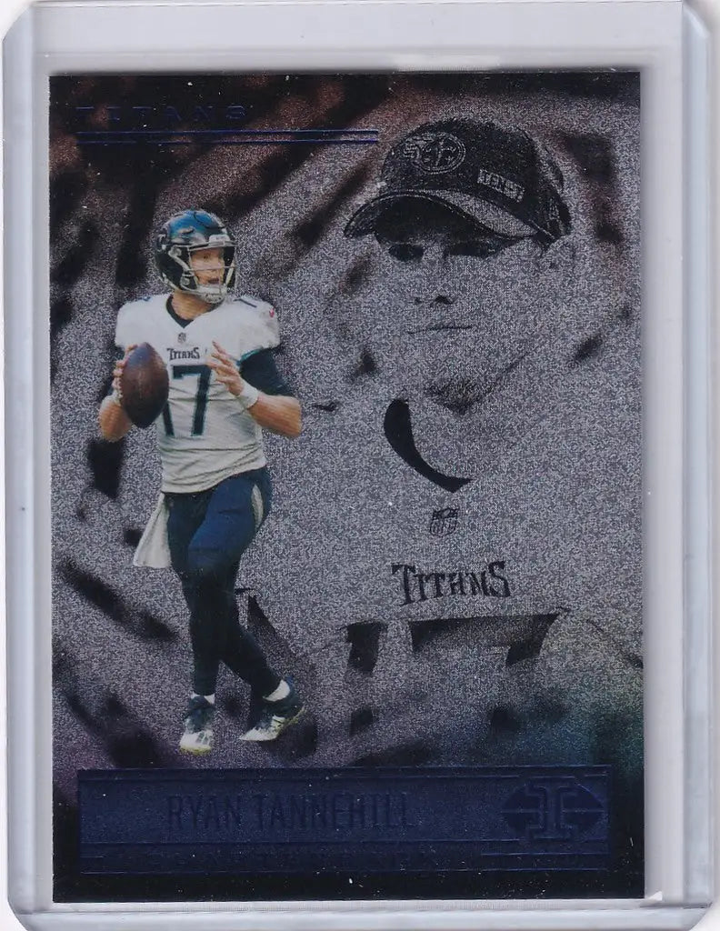 Football trading card of Ryan Tannehill Tennessee Titans in white uniform Panini Illusions