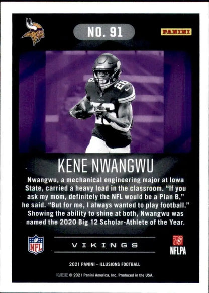 2021 Panini Illusions Kene Nwangwu Sapphire Rookie card for Minnesota Vikings NFL