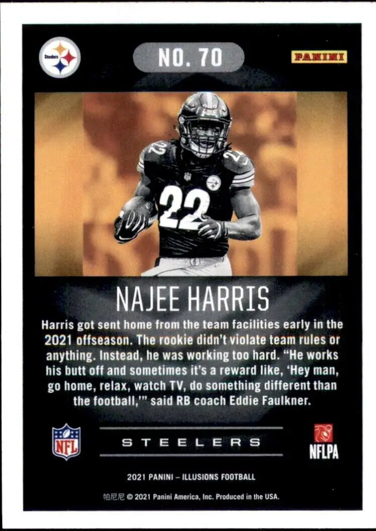 Najee Harris Rookie Football Card from 2021 Panini Illusions NFL Pittsburgh Steelers